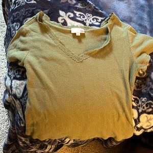 Dark green lace lined neck